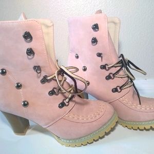 Pink Women's Heel Boots Like New Size 8 (Eur 41)